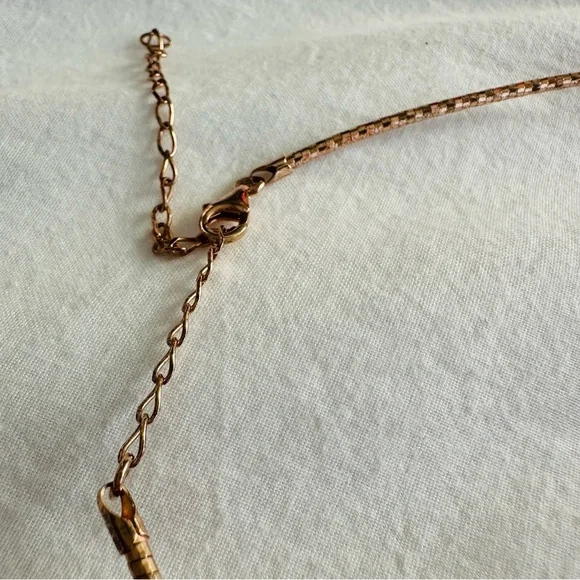 Rose Gold Vermeil 925 Omega Necklace with Heart Pendant - Picture 15 of 15